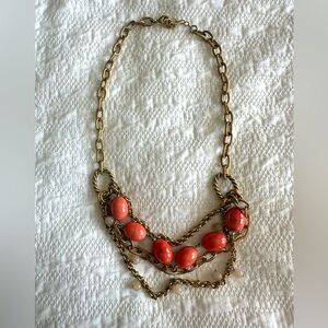 Gold roped and peach necklace - J.Crew